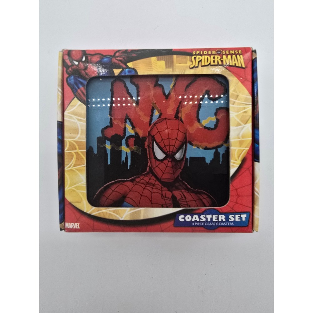 Spider-Sense Spider-Man NYC Coaster Set 4‎ Piece Glass Marvel New York